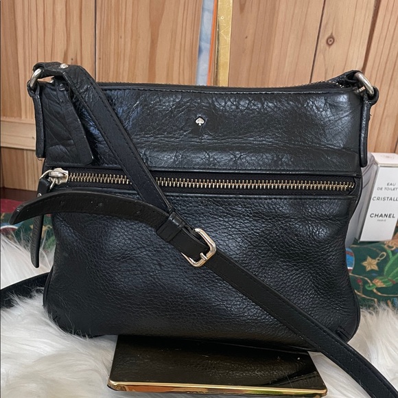 kate spade Black Pebbled Leather Shoulder Bag with Front Zip - Picture 4 of 11